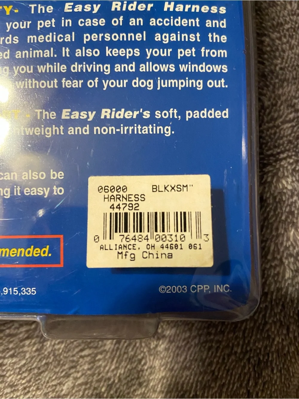 Easy rider Car Harness - Black - X-Small Dog Seat Belt Harness